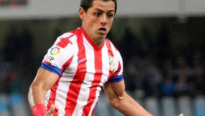 Javier Hernández Chicharito, in an Atletico Madrid jersey