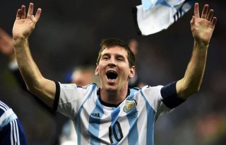 Lionel Messi celebration after Argentina's qualification to the FIFA World Cup final