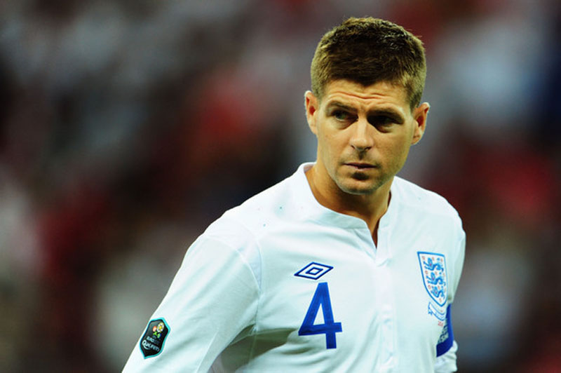 Steven Gerrard playing for the England National Team