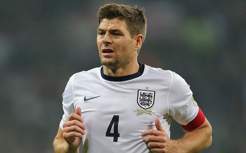 Steven Gerrard wearing England's armband