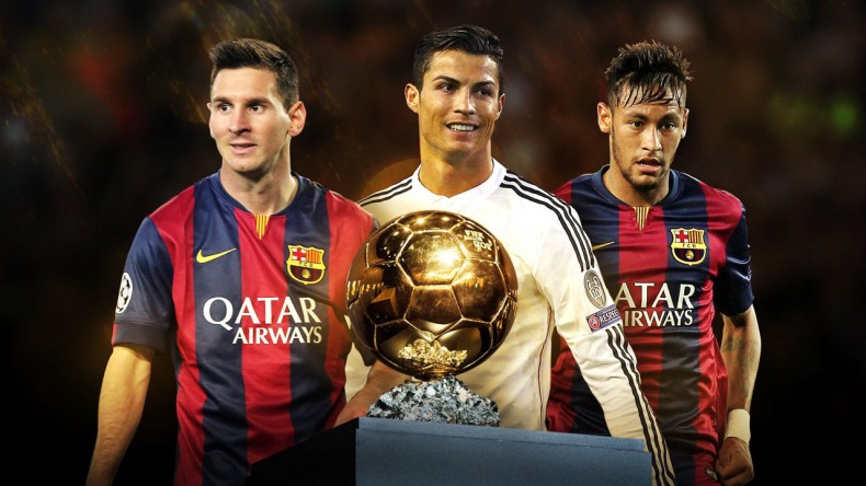 The 2015 FIFA Ballon d'Or nominees, Messi, Ronaldo and Neymar
