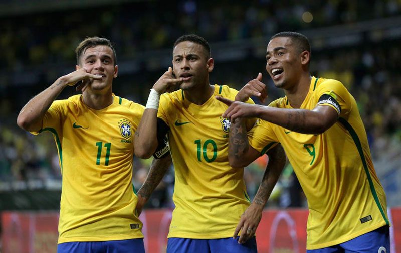 Brazil Coutinho, Neymar and Gabriel Jesus