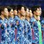 Japan players lined up for national anthem