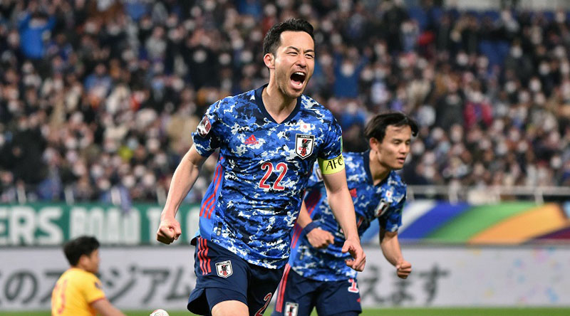 Japanese captain celebrates goal against Vietnam