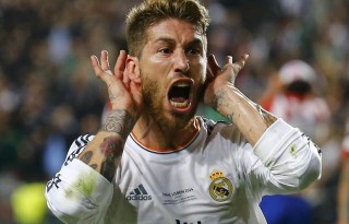 Sergio Ramos ears celebration, in his goal in Real Madrid vs Atletico Madrid