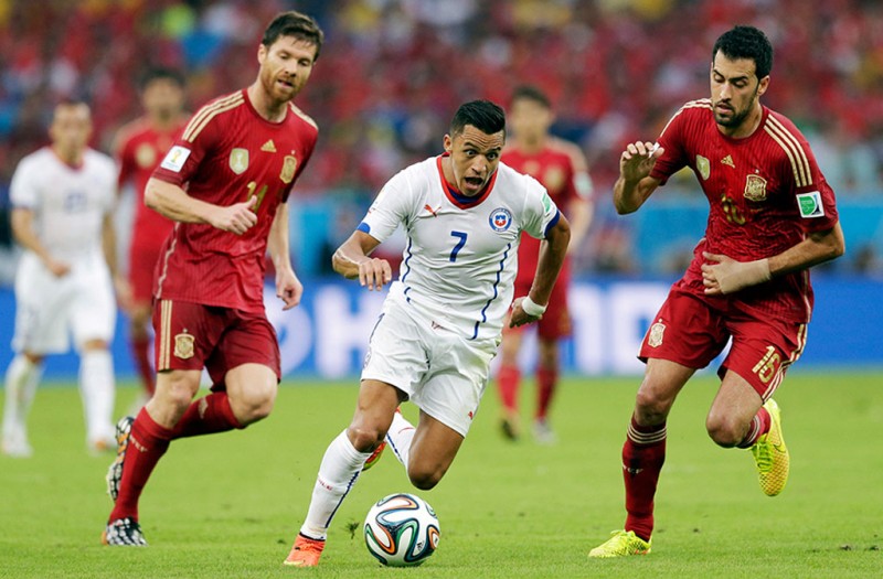 Alexis Sanchez run, in Chile vs Spain at the 2014 FIFA World Cup