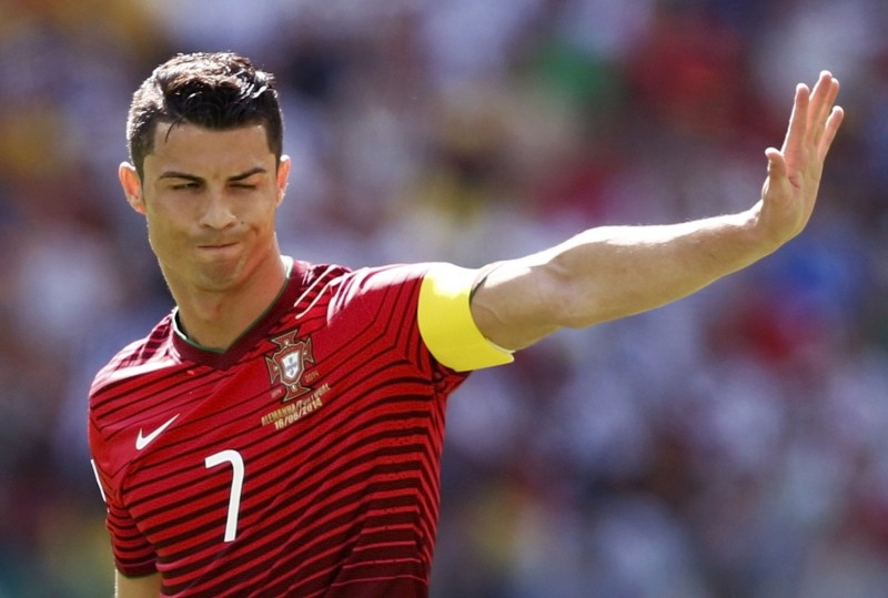 Cristiano Ronaldo playing for Portugal at the FIFA World Cup 2014