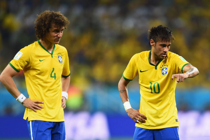 David Luiz and Neymar Jr, in Brazil's first game at the 2014 FIFA World Cup