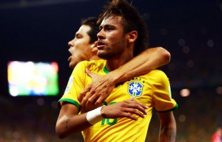 Neymar celebrating winning goal in Brazil vs Croatia