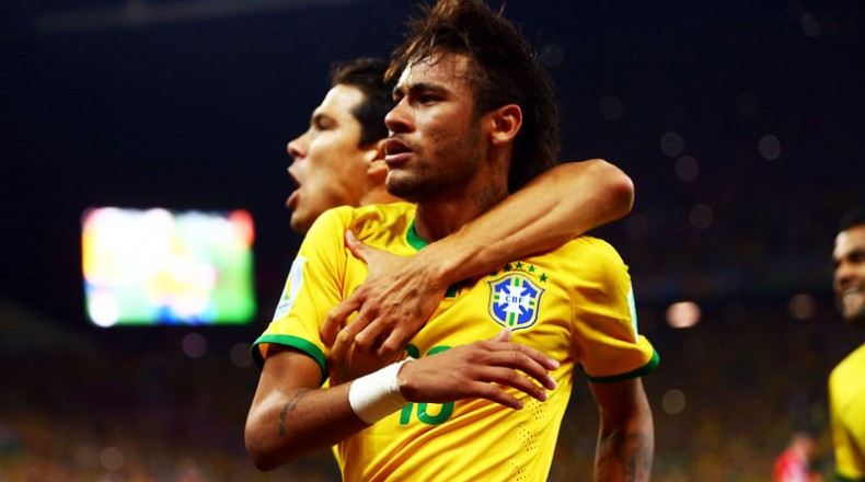 Neymar celebrating winning goal in Brazil vs Croatia