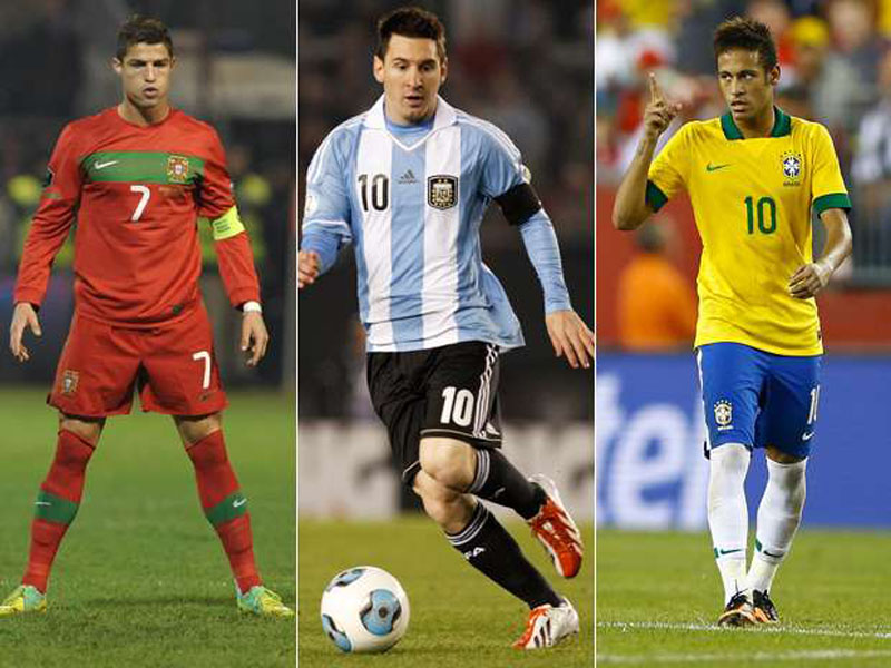 Portugal's Ronaldo, Argentina's Messi and Brazil's Neymar