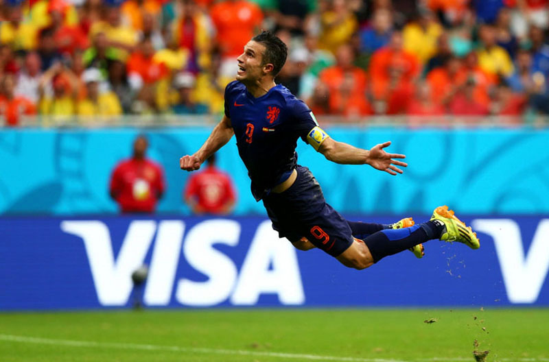 Robin van Persie diving header goal, in Spain 5-1 Netherlands, at the World Cup 2014
