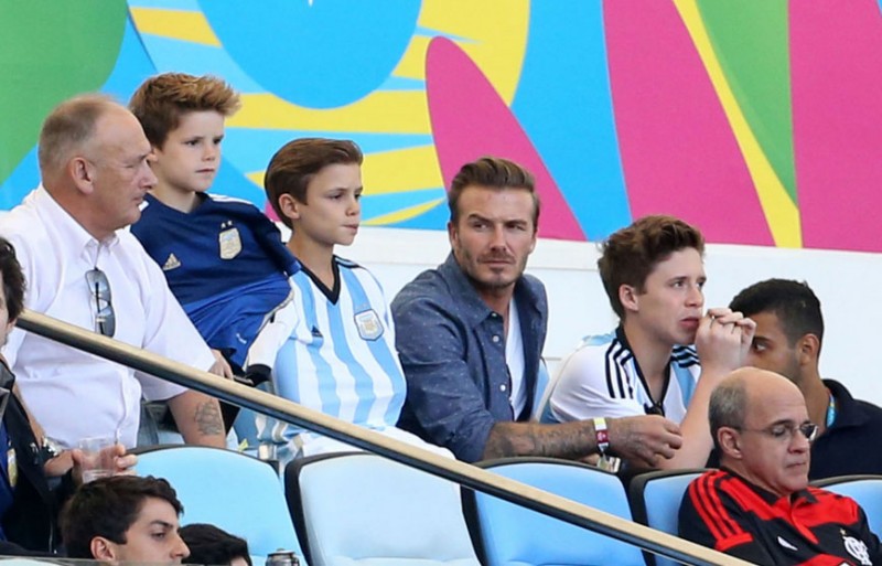 David Beckham watching the FIFA World Cup final in 2014