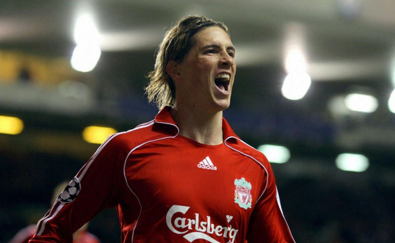 Fernando Torres celebrating a goal for Liverpool