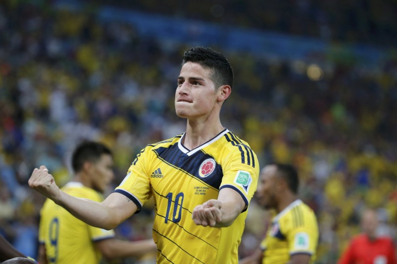 James Rodríguez playing for Colombia in the FIFA World Cup 2014