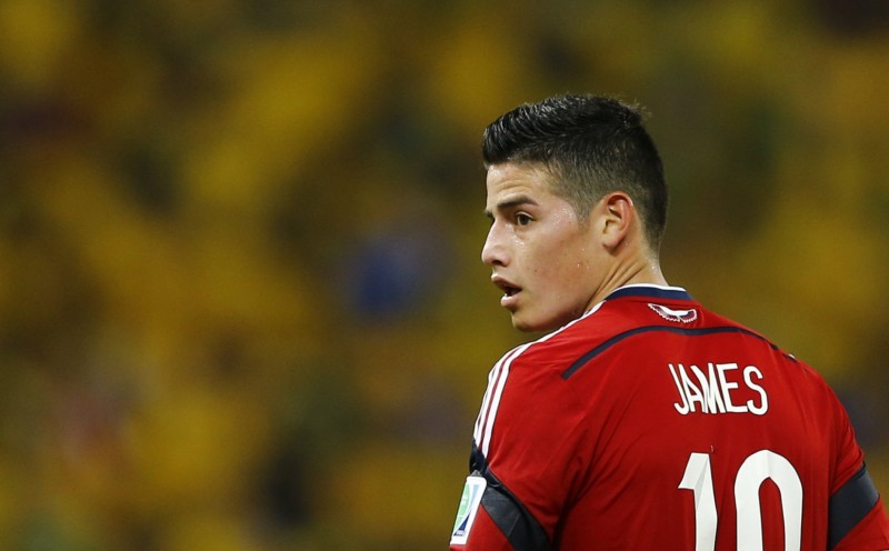 James Rodríguez in Colombia's red shirt