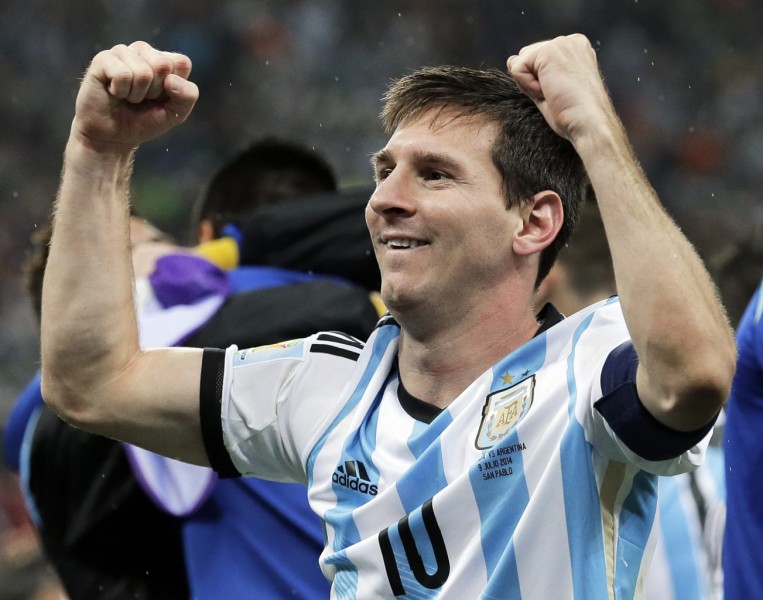 Lionel Messi after winning the game between Argentina and Netherlands, in the World Cup 2014