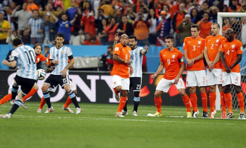 Lionel Messi free-kick in Argentina vs Netherlands, in the FIFA World Cup 2014