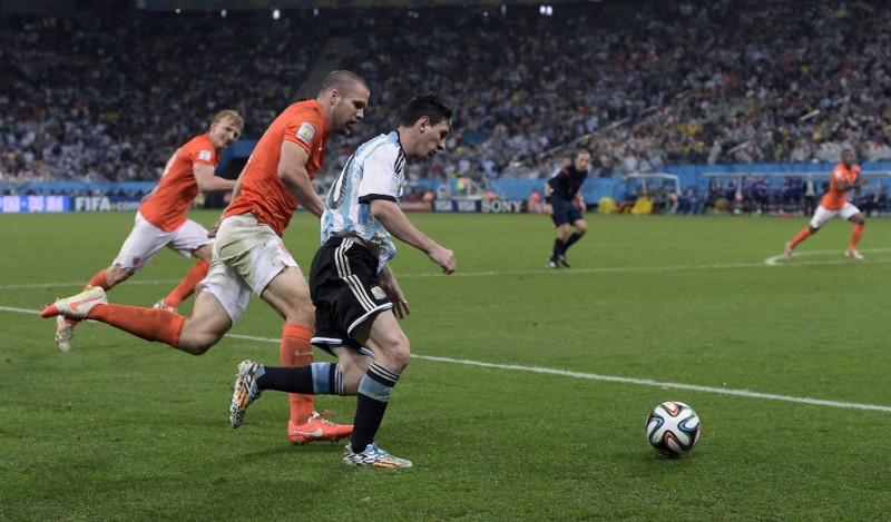 Lionel Messi in Argentina vs Netherlands, in the FIFA World Cup 2014