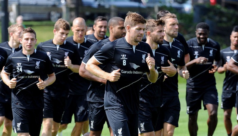 Liverpool players training in the United States pre-season tour 2014-2015