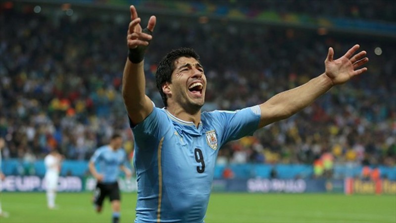 Luis Suarez crying for Uruguay at the 2014 FIFA World Cup