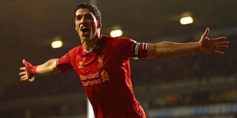 Luis Suarez goal celebration for Liverpool