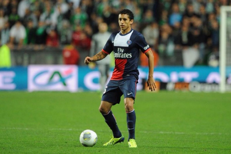 Marquinhos playing for PSG in 2014