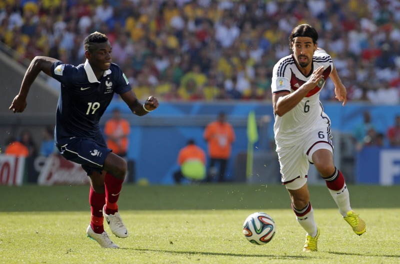 Paul Pogba vs Sami Khedira in France vs Germany at the 2014 FIFA World Cup