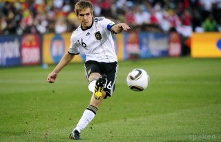 Philipp Lahm wearing jersey 16 in the German National Team