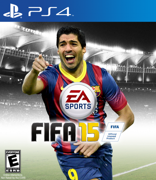 FIFA 15 PS4 box cover with Luis Suarez
