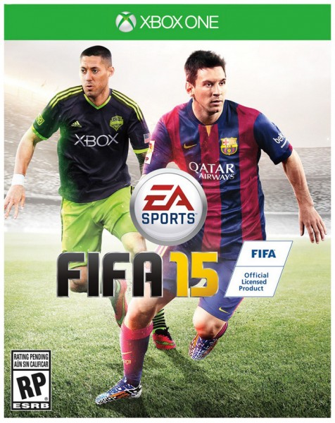 FIFA 15 Xbox One box cover with Lionel Messi and Dempsey