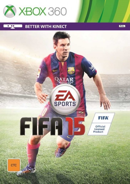 FIFA 15 Xbox 360 box cover with Lionel Messi