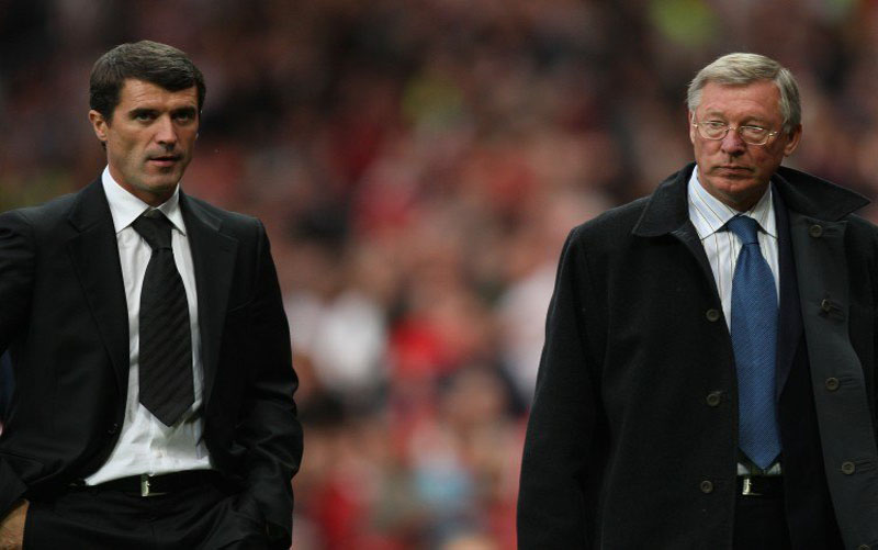 Roy Keane next to Sir Alex Ferguson in Old Trafford