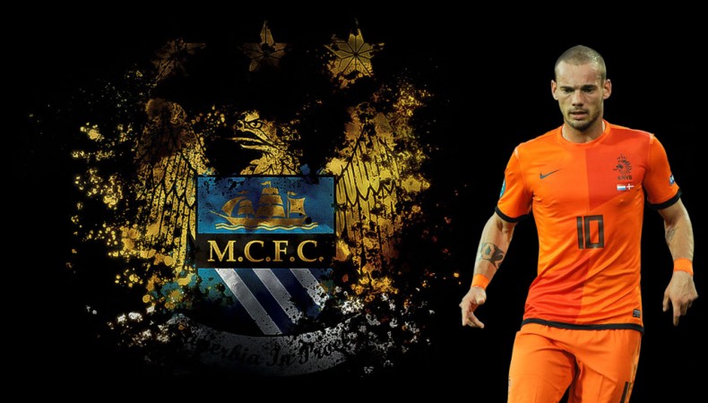 Wesley Sneijder in a Manchester City wallpaper