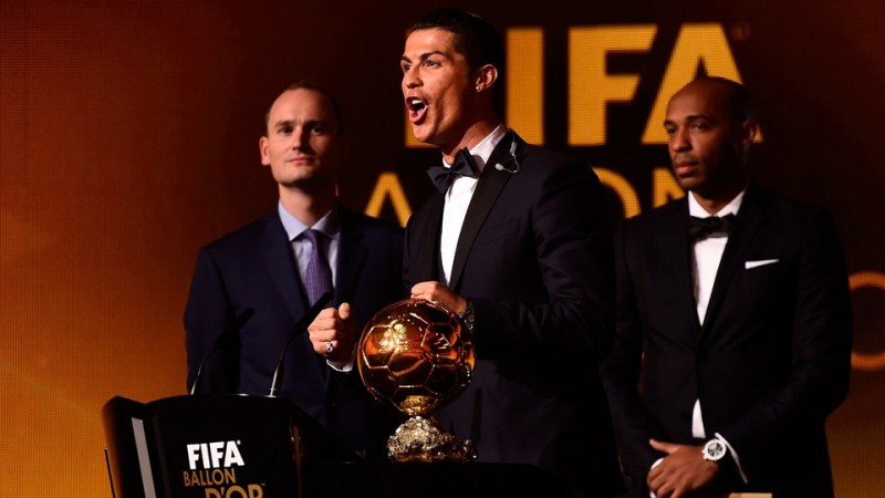 Cristiano Ronaldo celebration shout at the 2014 FIFA Ballon d'Or ceremony