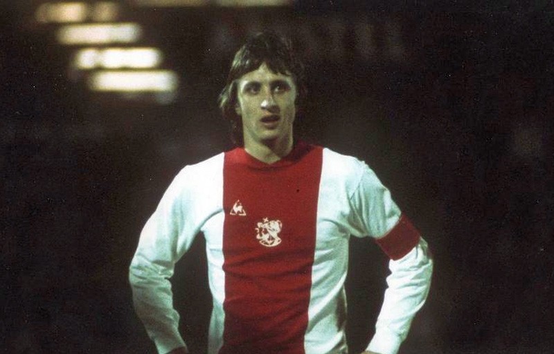 Johan Cruyff wearing a Ajax jersey