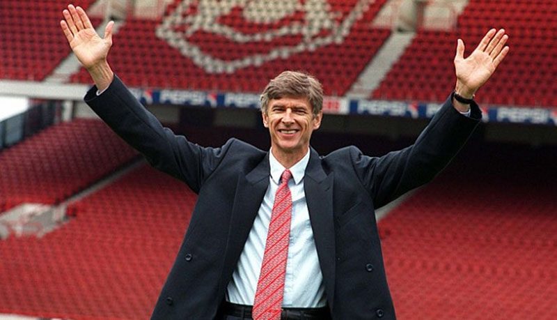 Arsene Wenger in his presentation for Arsenal in 1996