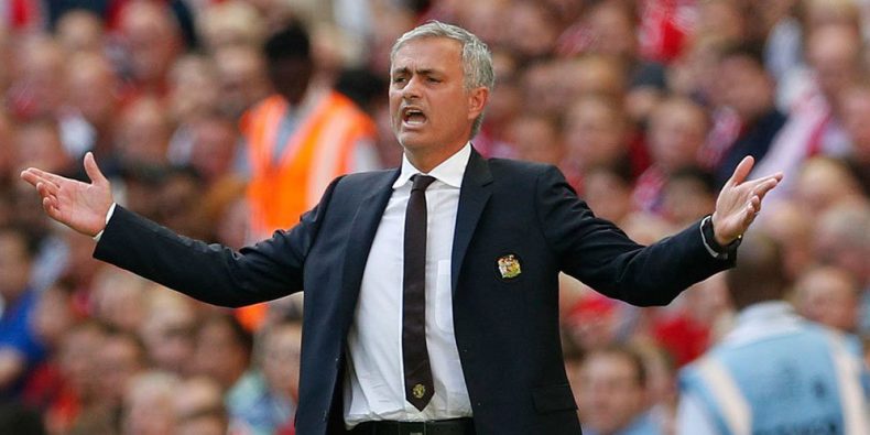 José Mourinho during a game for Manchester United