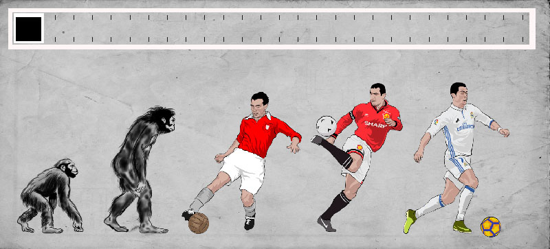 The football evolution illustrated in a graphic