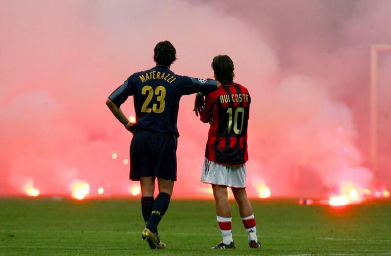 Materazzi and Rui Costa in Inter vs AC Milan